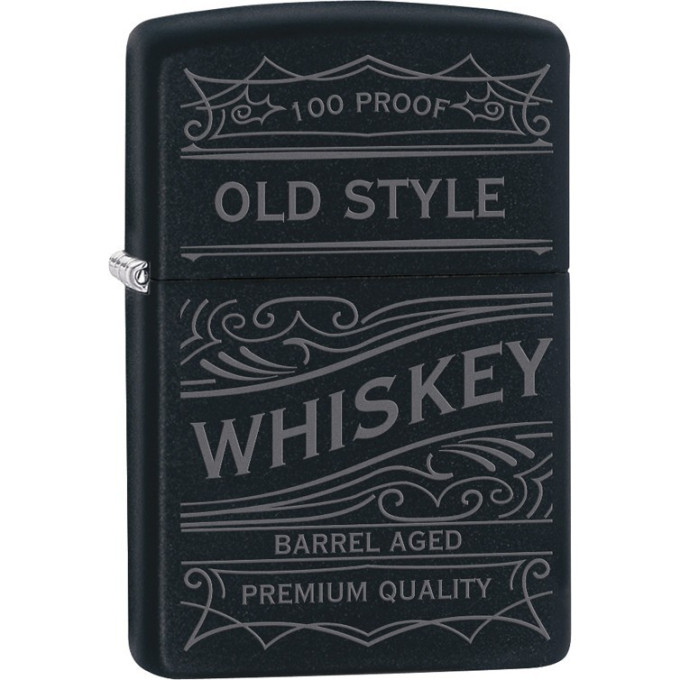 Zippo 29691 Black Matte — декор «Whiskey Label»